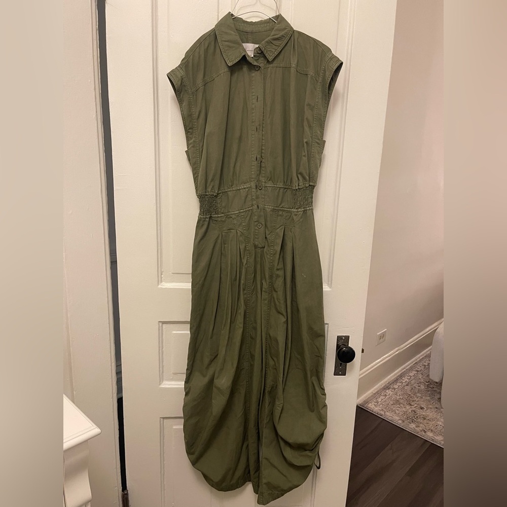 Anthropologie Khaki Green Jumpsuit